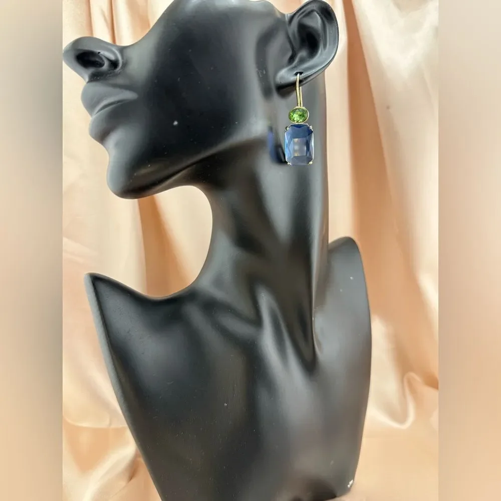 Mia Charro Blue & Green Drop Earrings – Elegant Statement Jewelry
